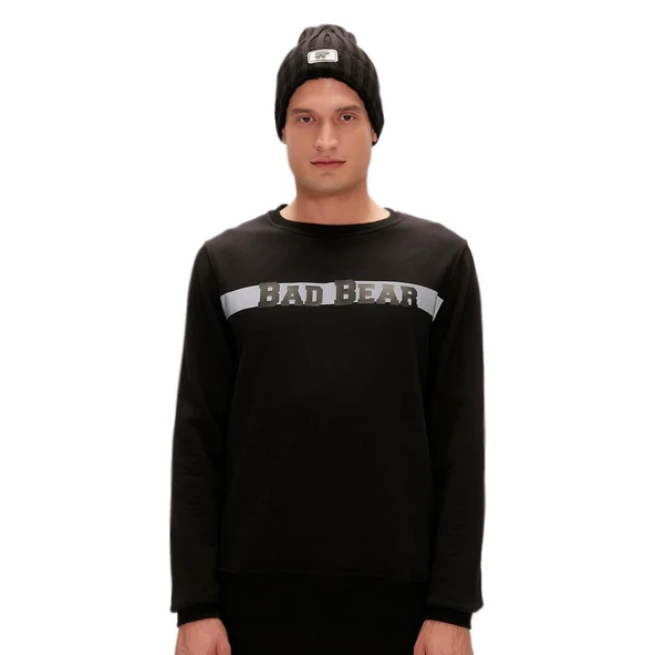Bad Bear Reflect Bear Crewneck Sweatshirt Siyah ürün görseli 1