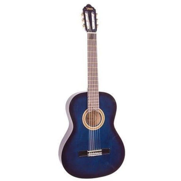 Valencia VC101TBUS 1/4 Klasik Gitar - Mavi Sunburst (Başlangıç Seviyesi) | Sap Ayar Çeliği (Truss Rod), 4-6 Yaş Grubu İçin İdeal Boyut, Parlak Mavi Bitiş ve Konforlu Çalım ürün görseli 1
