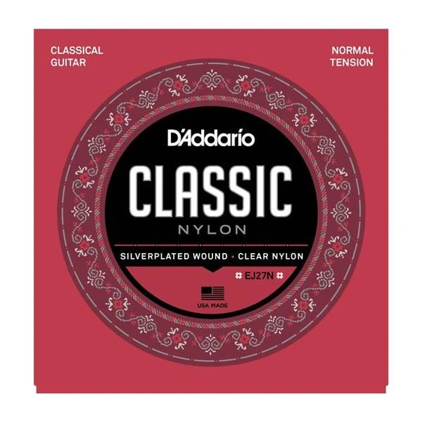 D'Addario EJ27N Classics Serisi Klasik Gitar Tel Seti (4/4 Ölçek - Normal Tension - Gümüş Sarım) ürün görseli 1