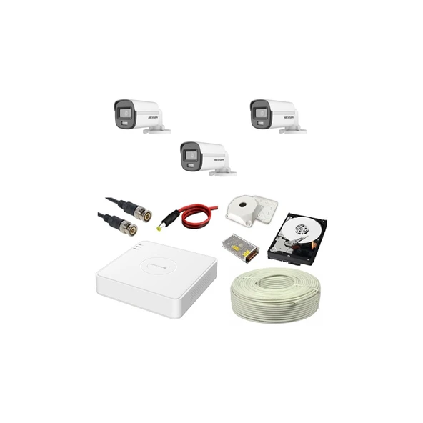 HIKVISION Colorvu 3lü 2mp Set Gece Renkli Sesli Görüntü 1TB HDD ürün görseli 1