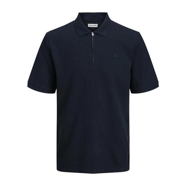 Jack & Jones 12279177 Jjeaustin Zip Polo Ss Sn Lacivert ürün görseli 1