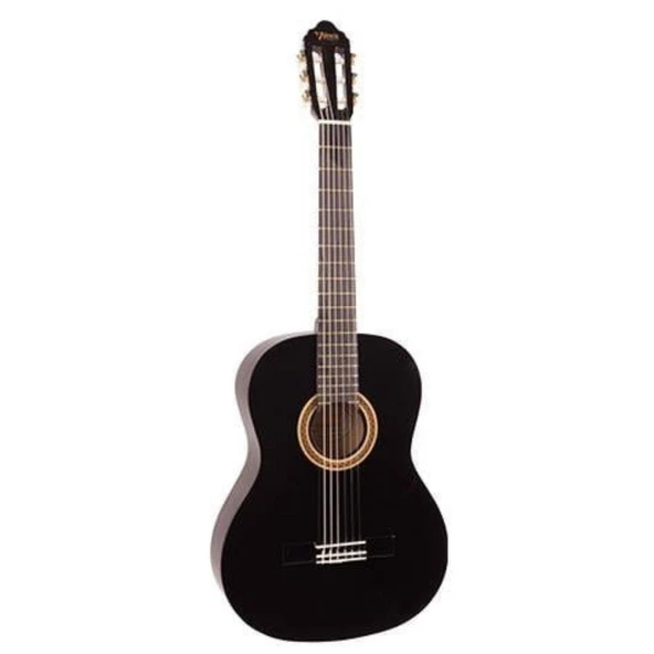 Valencia VC101TBK 1/4 Klasik Gitar - Siyah (Başlangıç Seviyesi) | Sap Ayar Çeliği (Truss Rod) Özelliği, Küçük Eller İçin İdeal Skala, Şık Siyah Bitiş ve Konforlu Çalım ürün görseli 1