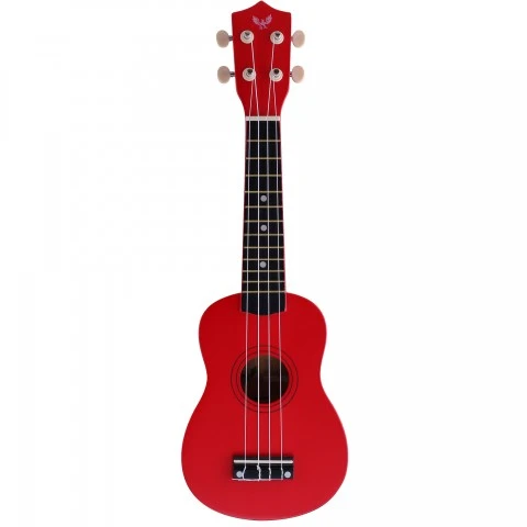 Angel AUK21-RD Soprano Ukulele - Kırmızı (Başlangıç - Renkli Seri) | Kırmızı Parlak Bitiş, Yumuşak Naylon Teller, Yeni Başlayanlar İçin İdeal Klavye | Ölçüler: 21 İnç / 330 mm Skala ürün görseli 1