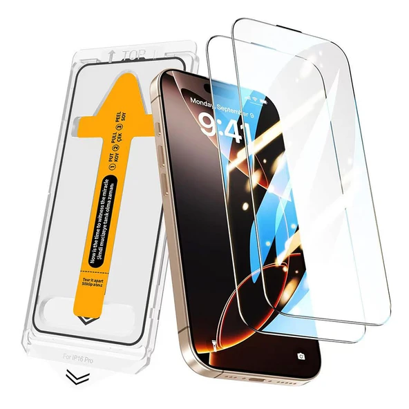 iPhone 13 Pro Max Ekran Koruyucu 2.5D Oliv HD Temperli Cam + Kolay Uygulama Aparatı ürün görseli 1