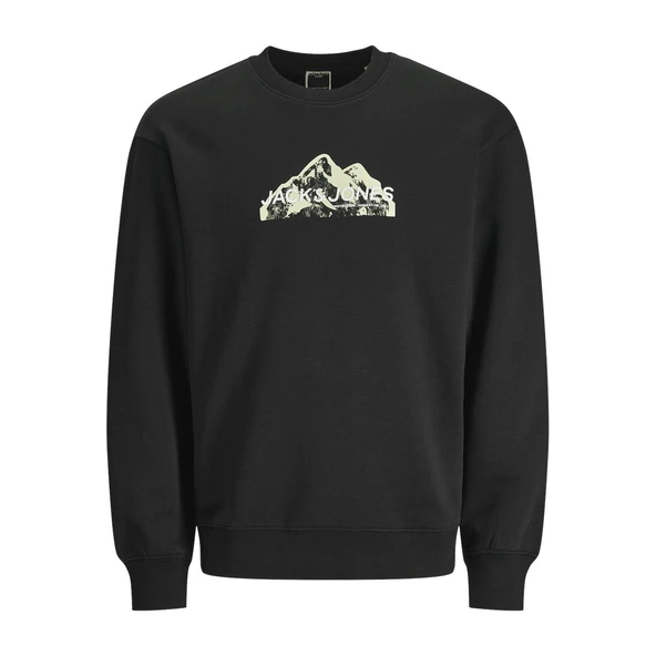 Jack & Jones 12262094 Jcomountain Logo Sweat Crew Neck Siyah ürün görseli 1