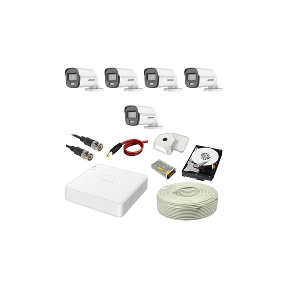 HIKVISION Colorvu 5li 2mp Set Gece Renkli Sesli Görüntü 1 TB HDD ürün görseli 1