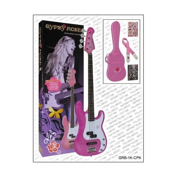 Valencia Gypsy Rose GRB1KCPK Bas Gitar Seti (Pembe) | PJ Manyetik - Kısa Skala (Rahat), Gitar Askısı, Sehpası Taşıma Çantası ürün görseli 1