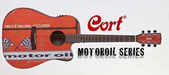 Cort MOTOR OIL 2 BKS Elektro Akustik Gitar | Siyah Satin - Retro Seri ürün görseli 1