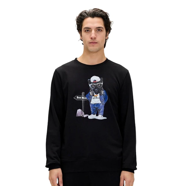 Bad Bear 24.02.12.020 Panther Crewneck Sweatshirt Siyah ürün görseli 1