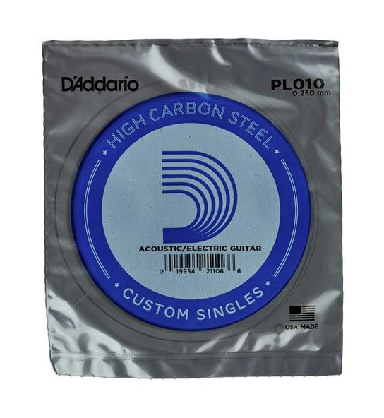 Daddario PL010 Elektro & Akustik Tek Tel | 0.010 İnç - Çelik ürün görseli 1
