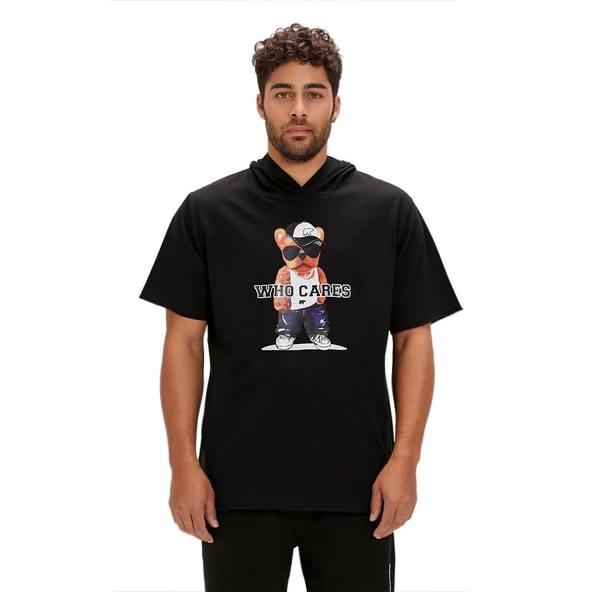 Bad Bear 24.01.12.002 Mood Hoodie T-Shirt Siyah ürün görseli 1