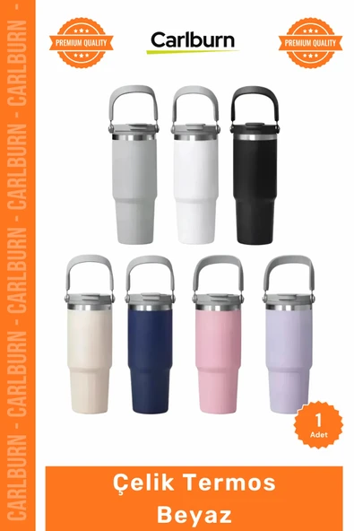 Özel Üretim Paslanmaz Isı Korumalı Vakumlu Sızdırmaz 500ml Mat Ergonomik Çelik Termos Beyaz ürün görseli 1