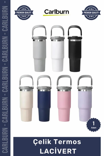 Özel Üretim Paslanmaz Isı Korumalı Vakumlu Sızdırmaz 500ml Mat Ergonomik Çelik Termos LACİVERT ürün görseli 1