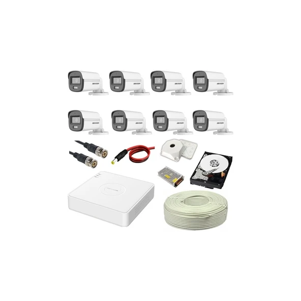 Hikvision Colorvu 8li 2mp Set Gece Renkli Sesli Görüntü 1tb HDD ürün görseli 1