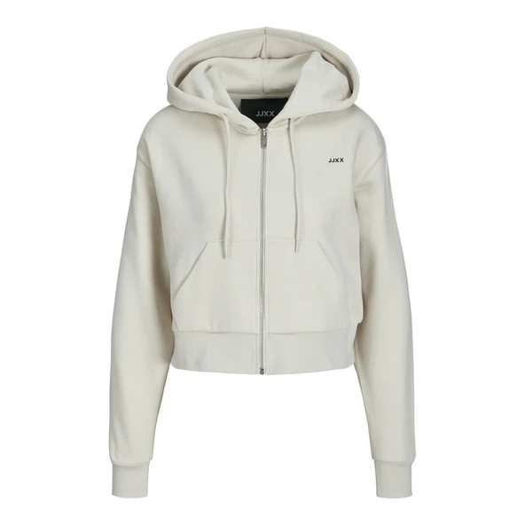 JJXX 12258450 Jxalfa Reg Ls Every Logo Zip Hood Swt Sn Bej ürün görseli 1