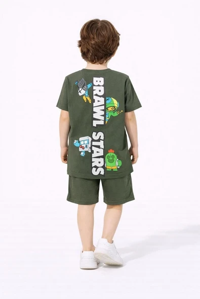 Cg Kids Brawl Stars Erkek Çocuk Tshirt & Şort Alt Üst Takım Sırt Baskı Detay ürün görseli 1