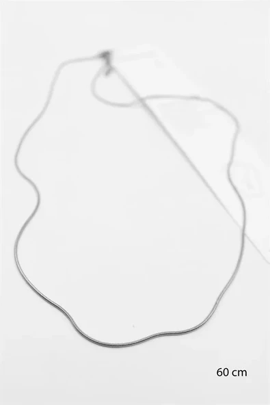 Yılan Zincir Kolye - 60cm - Gümüş - Resim 2