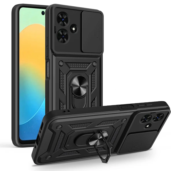 Tecno Spark Go 2 Kılıf Magnetik Standlı Kamera Korumalı Sürgülü Vega Kapak ürün görseli 1