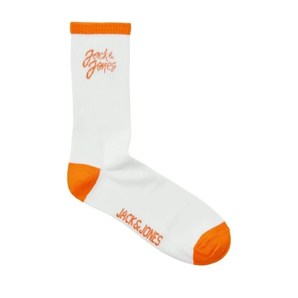 Jack & Jones 12252044 Jaccal Logo Tennis Çorap Beyaz-Turuncu ürün görseli 1