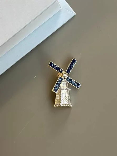 Yel Değirmeni Broş - Altın - Resim 2