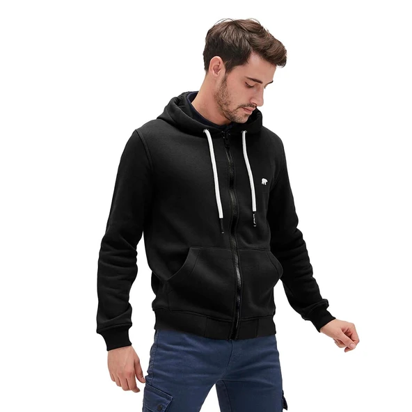Bad Bear 21.02.12.028 Even Full-Zip Hoodie Sweatshirt Siyah ürün görseli 1