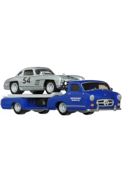 Hot Wheels Premium Car Culture Team Transport Mercedes-Benz 300 SL ve '55 Mercedes-Benz Blaues Wunder ürün görseli 1