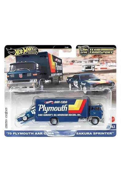 Hot Wheels Premium HRV38 Team Transport '70 Plymouth AAR Cuda / Sakura Sprinter (#63) ürün görseli 1