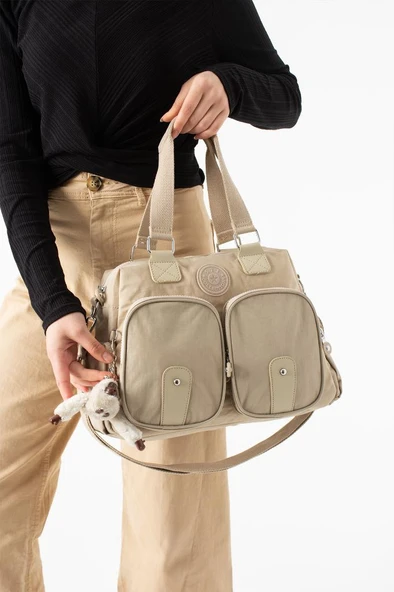 Klinkır Kadın Omuz Çantası Çok Cepli Hafif Su İtici Kumaş Çapraz Askılı Kol Çantası 32*26 Cm ürün görseli 1