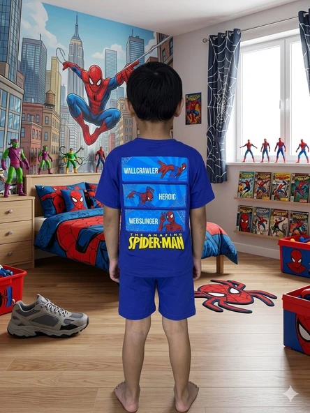Cg Kids Örümcek Adam Erkek Çocuk Alt Üst Takım Süper Kalite Sırt Baskı Detay ürün görseli 1