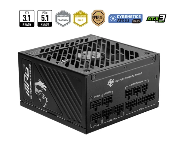 MSI MPG A1250GS PCIE5 1250W 80+ GOLD PSU ürün görseli 1