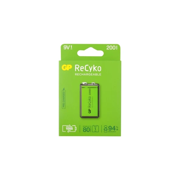 Recyko 9V 200 mAh Pil Tekli Blister ürün görseli 1