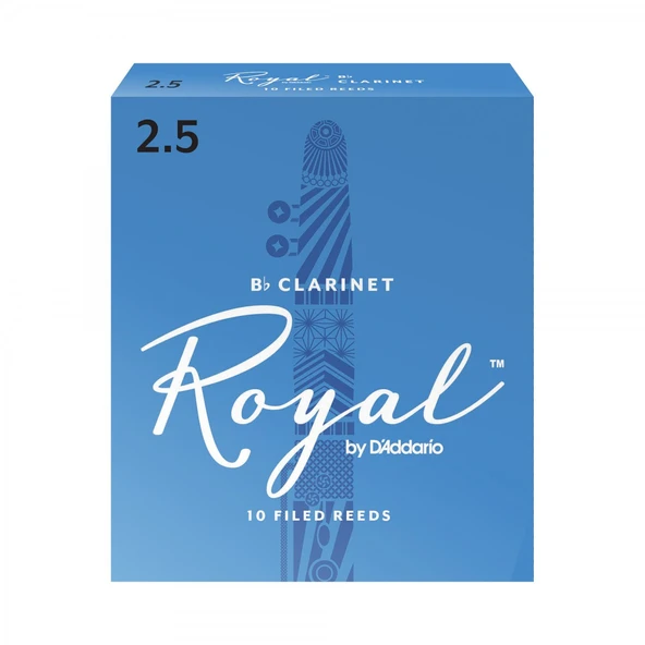 D'Addario RCB1025 Royal Bb Klarnet Kamışı No: 2.5 (Orta Seviye/Eğitim) - 10'lu Paket | Standart Sertlik, Turuncu Kutu Kalitesi ve Dengeli Tını ürün görseli 1