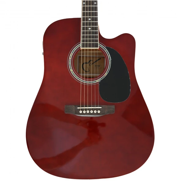 Almira F650N-WRC Elektro Akustik Gitar - Şarap Kırmızısı (Başlangıç/Orta - Cutaway Kasa) | Wine Red Finish, Dahili Preamp ve Pil Göstergesi, Çelik Teller | Ölçüler: 41 İnç Standart Dreadnought ürün görseli 1