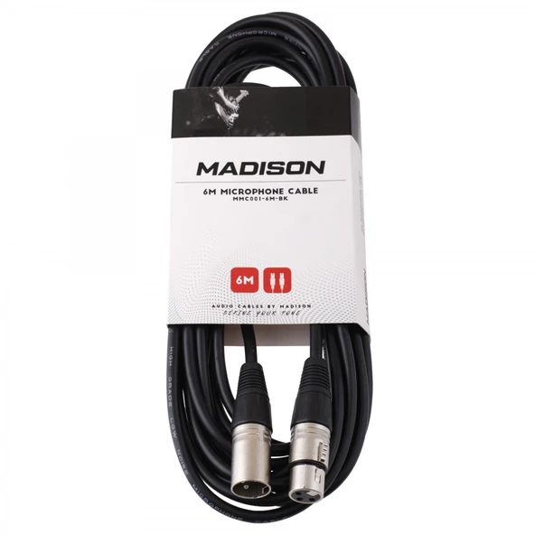 Madison MMC001-6M-BK Mikrofon Kablosu (6m Siyah) | XLR-XLR Dengeli Sinyal Düşük Gürültü ürün görseli 1