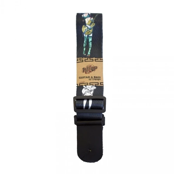 1Strap 1ST007 Elektro Gitar Askısı (Profesyonel - Enstrüman Askısı) | Yumuşak Pamuksu Doku, Omuz Desteği, Premium Deri Başlıklar | Ölçüler: Genişlik 5 cm, Konforlu Geniş Kesim ürün görseli 1