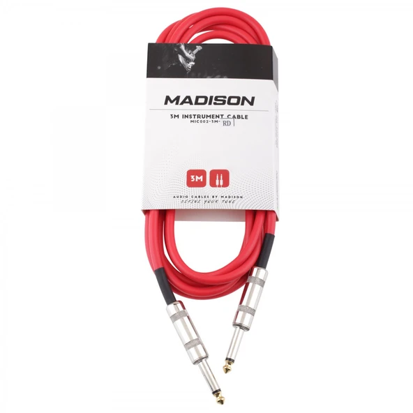 Madison MIC002-3M-RD Gitar Kablosu (3m Kırmızı) | Dayanıklı Uçlar Net Sinyal ürün görseli 1