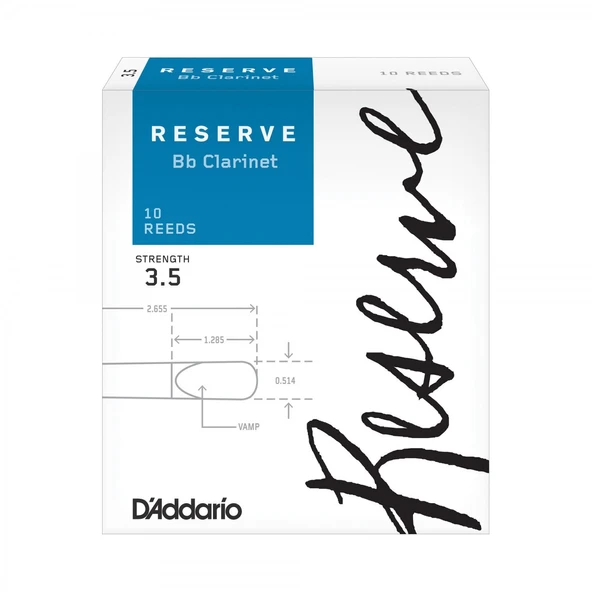 D'Addario DCR1035 Reserve Bb Klarnet Kamışı No: 3.5 (Profesyonel) - 10'lu Paket | İleri Seviye Klarnetçiler İçin Odaklanmış Ton Yapısı ürün görseli 1