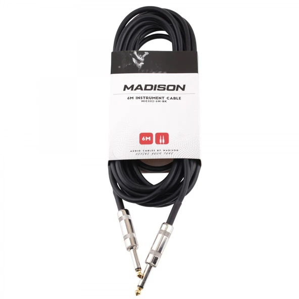 Madison MIC002-6M-BK Gitar Kablosu (6m Siyah) | Standart Enstrüman Kablosu Güvenilir İletim ürün görseli 1