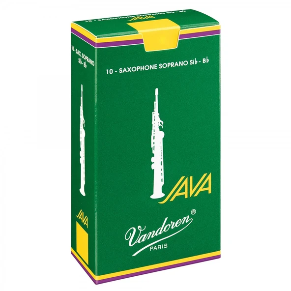 Vandoren SR3025 Java Soprano Saksafon Kamışı (Profesyonel - 10lu) No:2,5 | Yeşil Java Serisi, Parlak ve Canlı Ses, Tam Uyumlu Yapı ürün görseli 1