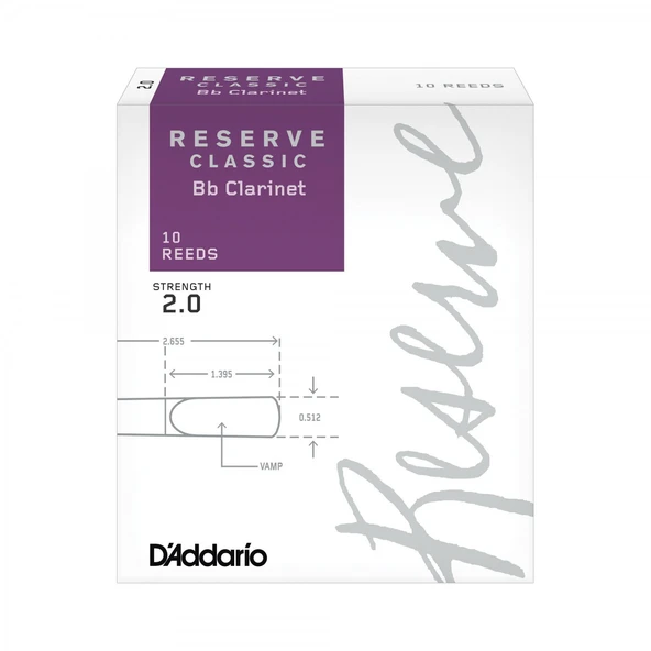 D'Addario DCT1020 Reserve Classic Bb Klarnet Kamışı No: 2.0 (Orta Seviye/Eğitim) - 10'lu Paket | Geleneksel Fransız Kesim ve Dengeli Tepki ürün görseli 1