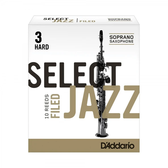 D'Addario RSF10SSX3H Select Jazz Unfiled Soprano Saksafon Kamışı No: 3 Hard (Profesyonel/Caz) - 10'lu Paket | Sert Caz Tonu ve Güçlü Ses Projeksiyonu ürün görseli 1
