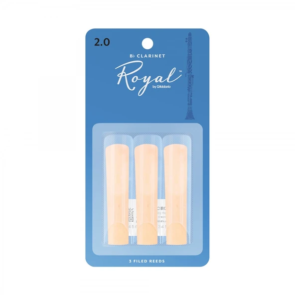 D'Addario RCB0320 Royal Bb Klarnet Kamışı No: 2.0 (Başlangıç/Eğitim) - 3'lü Paket | Deneme Paketi, Fransız Kesim (Filed) ve Esnek Tepki ürün görseli 1