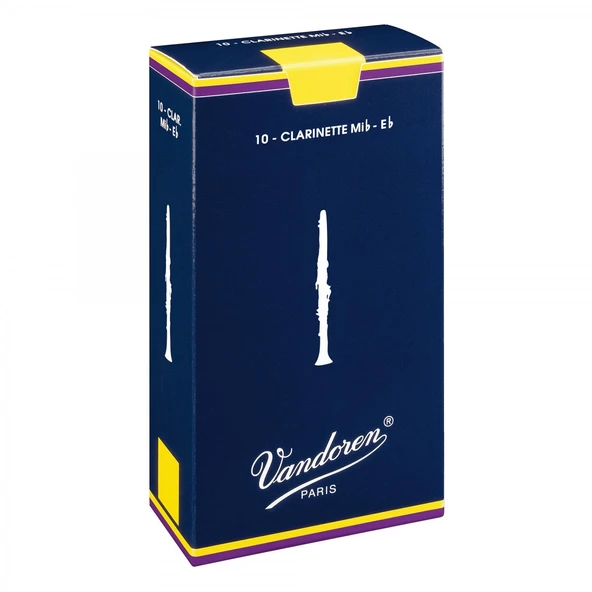 Vandoren CR1125 Traditional Eb Klarnet Kamışı No: 2.5 (Başlangıç/Eğitim) - 10'lu Kutu | Yeni Başlayanlar İçin Esnek Yapı ve Dengeli Üfleme Tepkisi ürün görseli 1