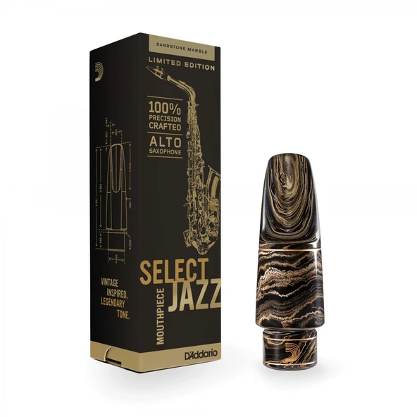 D'Addario Woodwinds MJS-D6M-MB Select Jazz Alto Saksafon Beki (D6M Marble) | Ebonit Mermer Desen Vintage Caz Sesi ürün görseli 1
