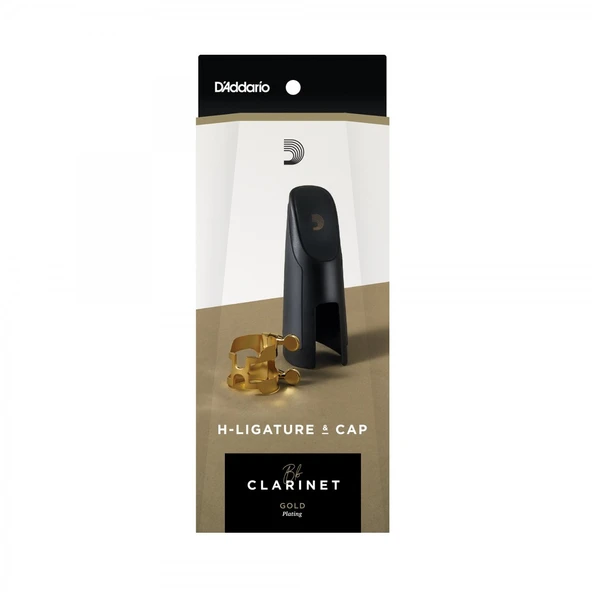 D'Addario HCL1G Si Bemol (Bb) Klarnet H-Ligature ve Kapak Seti | Altın Kaplama (Gold) Harrison Tarzı Tasarım, 4 Noktadan Eşit Baskı ile Maksimum Rezonans ürün görseli 1
