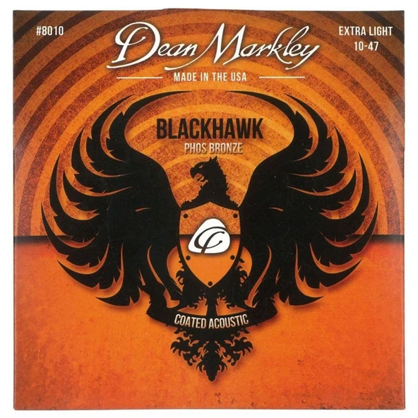 Dean Markley 8010 Blackhawk Kaplamalı Akustik Gitar Teli (Extra Light) | Kararmaya Karşı Korumalı Uzun Ömürlü ürün görseli 1