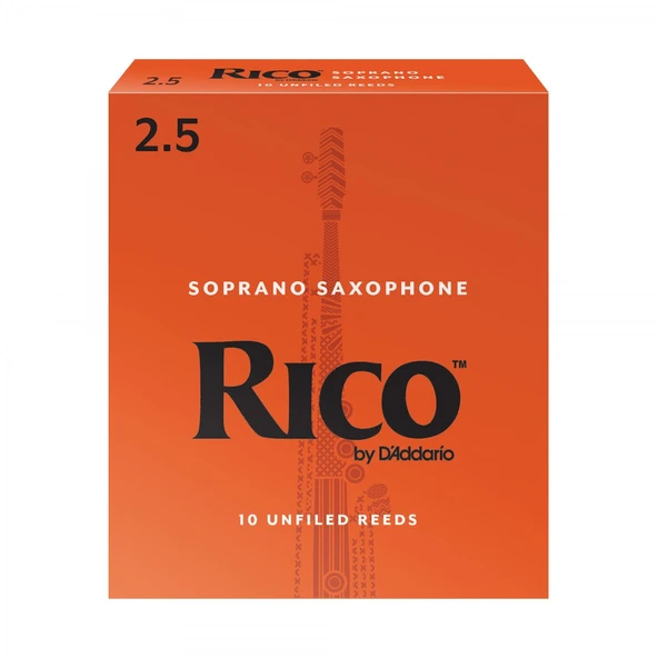 D'Addario RIA1025 Rico Orange Box Soprano Saksafon Kamışı No: 2.5 (Orta Seviye/Eğitim) - 10'lu Paket | Standart Sertlik, Güvenilir ve Çok Yönlü Kullanım ürün görseli 1
