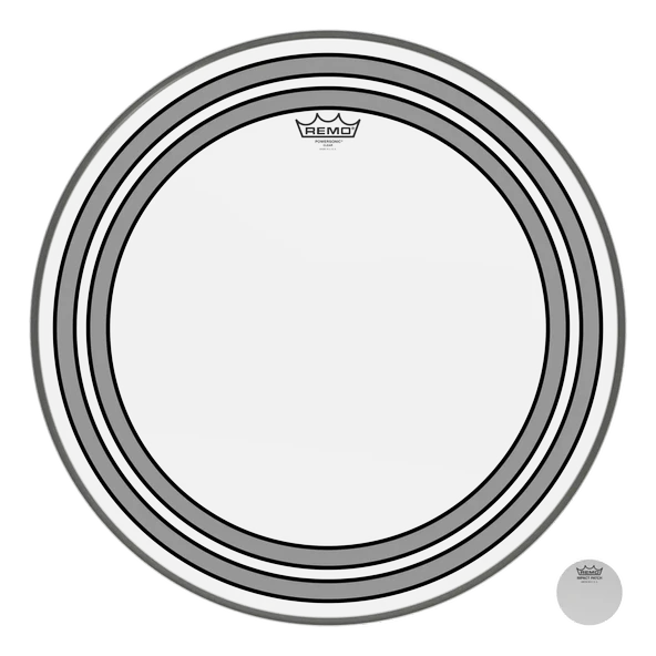 REMO PW-1322-00 Powersonic Clear Kick Derisi (Profesyonel - 22 İnç Bas Davul) | Çift Katlı (7-mil), Dahili Susturucu Halkası ve Eklenebilir Susturucu Pad (Snap-on), Güçlü Attack ve Kontrollü Bas | Ölç ürün görseli 1