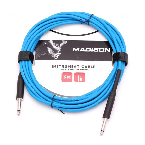 Madison MIC002-6M-BL Gitar Kablosu (6m Mavi) | Renkli PVC Kaplama Sahneye Renk Katın ürün görseli 1