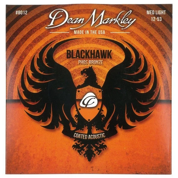 Dean Markley 8012 Blackhawk Kaplamalı Akustik Gitar Teli (12-53) | Medium Light Kalınlık Parlak Ton ürün görseli 1